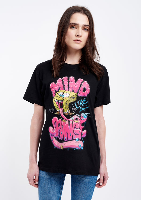 SpongeBob Squarepants Mind Like a Sponge Women's Black Tee