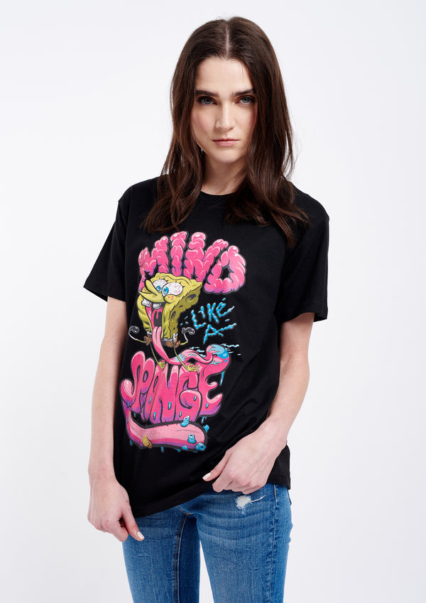 SpongeBob Squarepants Mind Like a Sponge Women's Black Tee