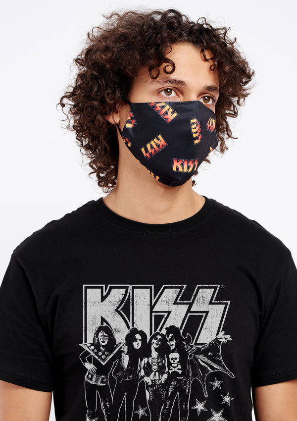 Adult Unisex Kiss AOP Non-Medical Black Face Mask