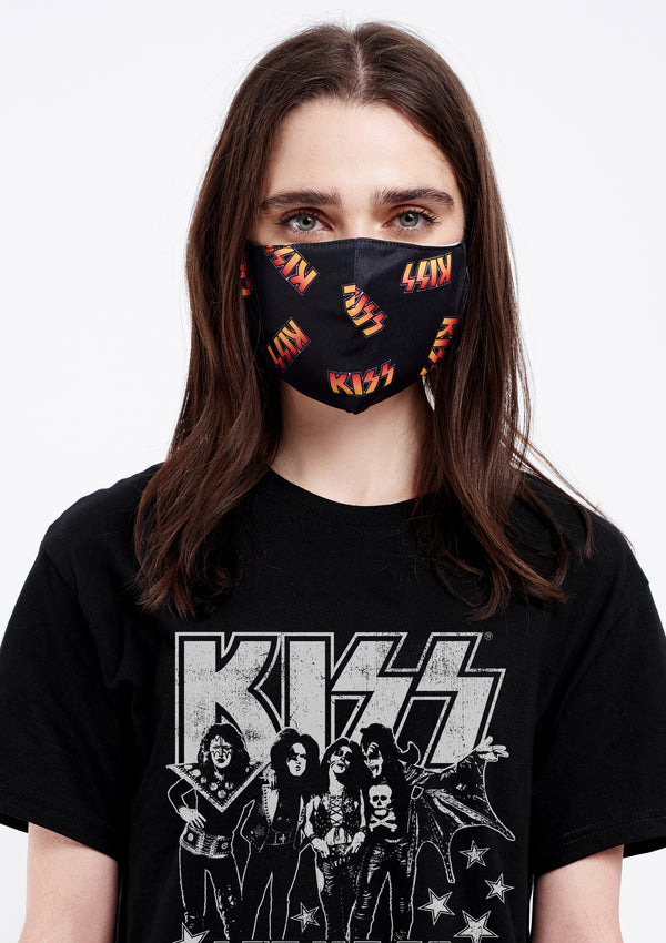 Adult Unisex Kiss AOP Non-Medical Black Face Mask