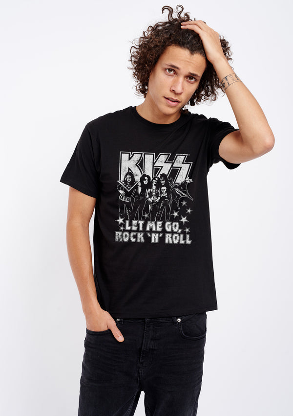 Kiss Rock N' Roll Men's Black Tee