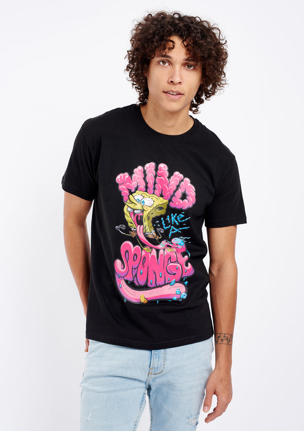 SpongeBob Squarepants Mind Like a Sponge Men's Black Tee