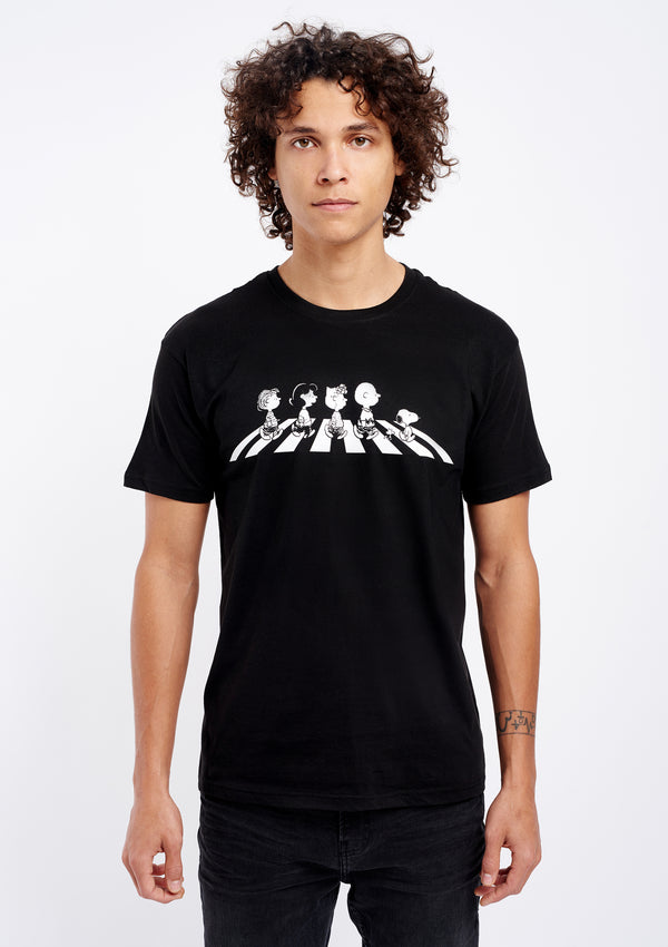 Peanuts Abbey Road Men's Black Tee